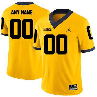 Mens Michigan Wolverines Yellow Customized College Football Jersey->customized ncaa jersey->Custom Jersey